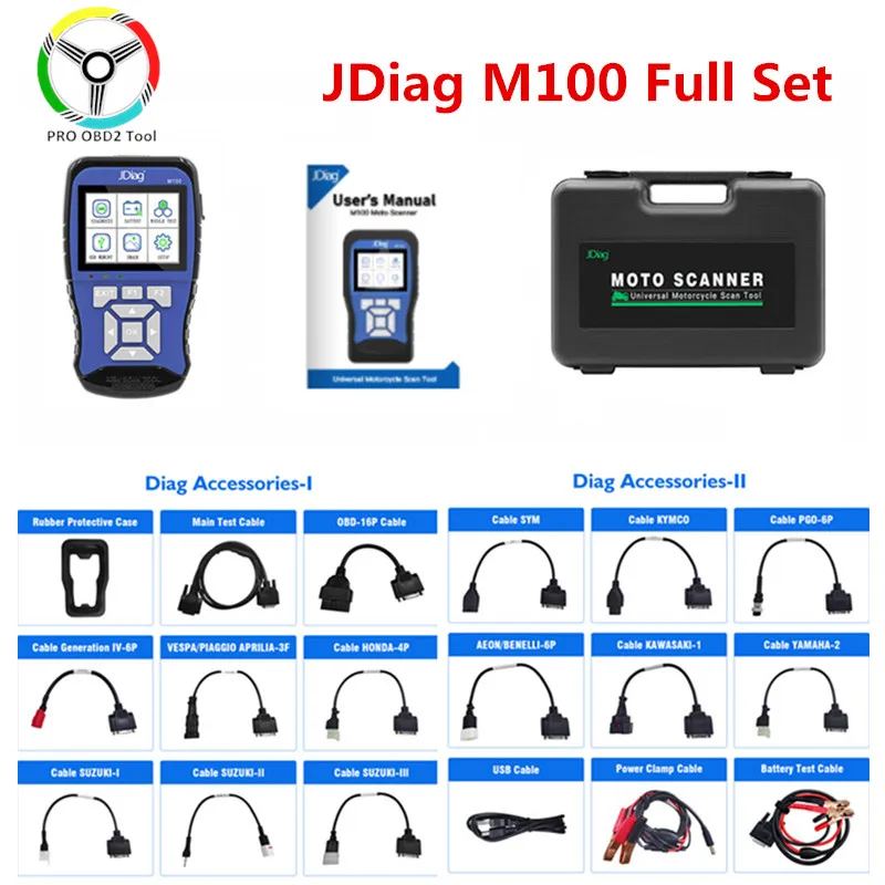 Original JDiag M100 PRO Motorcycle Diagnostic Tool Universal Motorbike Scanner 2in1 Motor Scan Battery Tester | Автомобили и