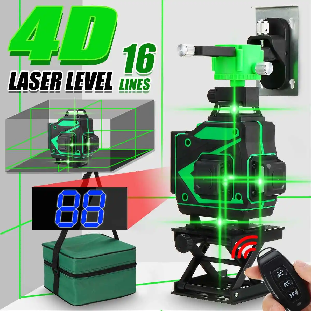 

Лазерный уровень 4D 360, 16 линий, устройство для лазерного выравнивания с зеленсветильник Том, лазерный уровень, самонивелирующийся горизонта...
