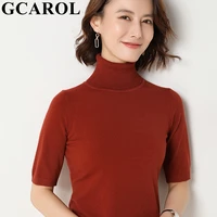 gcarol women candy knit t shirt thin turtleneck basic tees 30 wool breathable basic tops plus size 2xl pullover