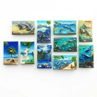qiqipp creative stamps magnetic refrigerator stickers jamaica beach dolphin ocean wind painted tourism commemorative crafts