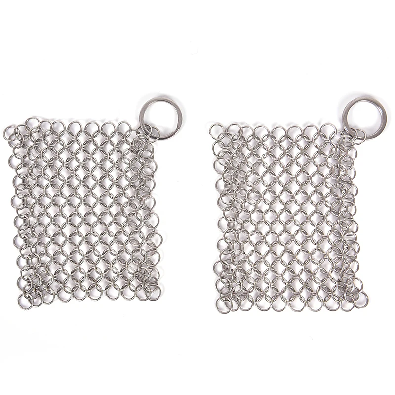 

Stainless Steel Cast Iron Cleaner Chainmail Scrubber Home Cookware Kitchen Tool