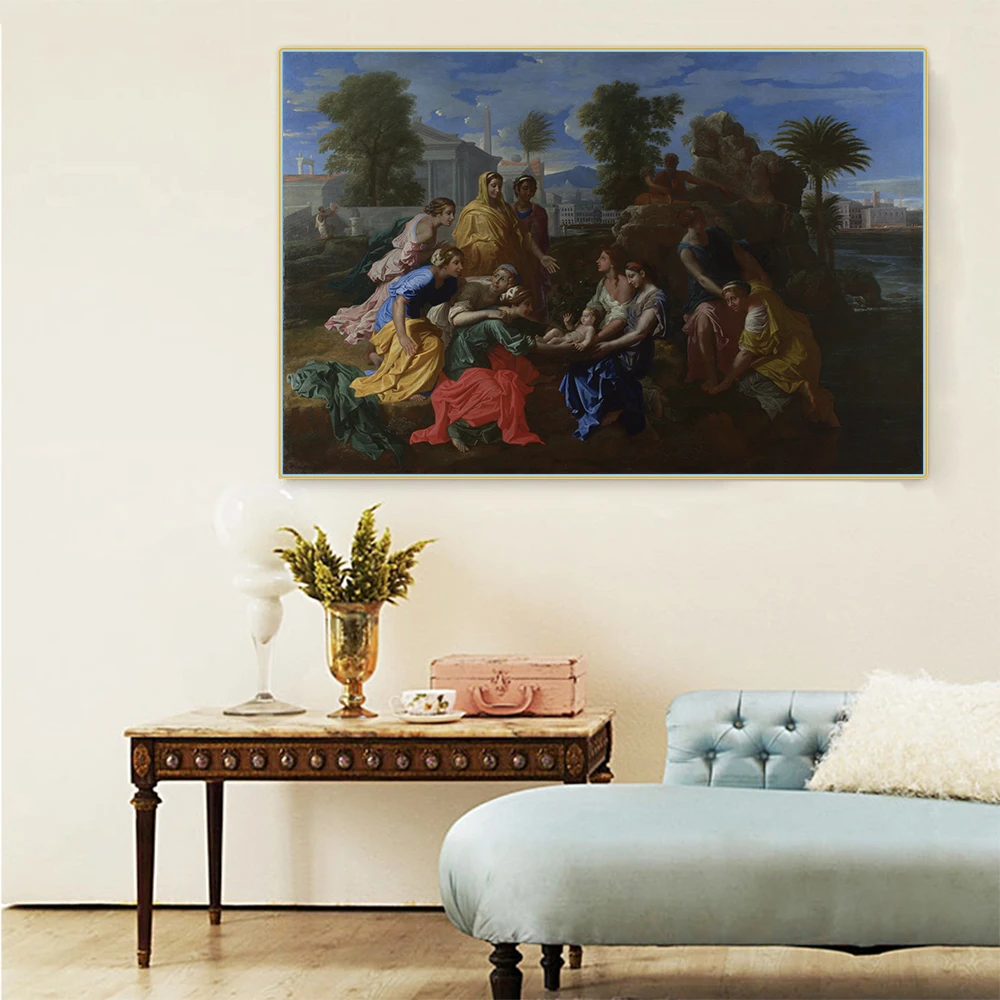 

Citon Nicolas Poussin《The Finding of Moses》Canvas Oil Print Painting Artwork Poster Picture Modern Wall Decor Home Decoration