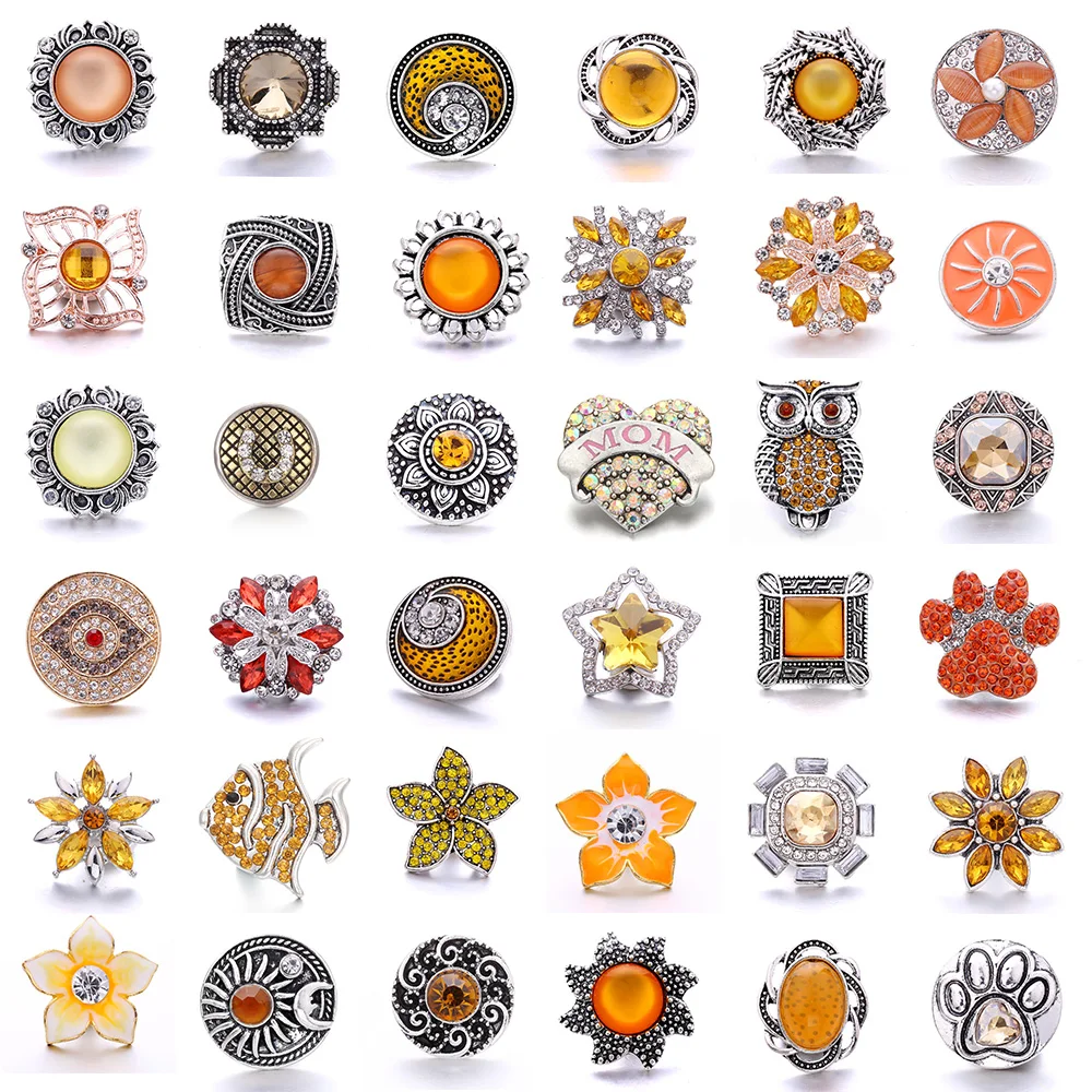 Новинка 5 шт./лот оптовая продажа ювелирных изделий с застежкой жёлтые Стразы 18 мм