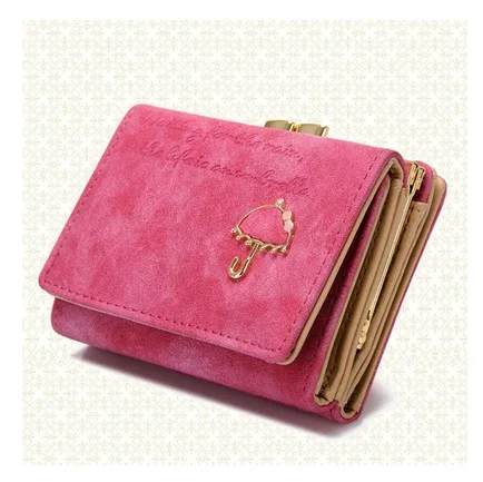 Маленький симпатичный женский кошелек короткий кожаный бумажник в 3 сложения