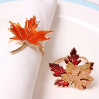 orange maple leaf napkin ring table decoration accessories western buckle metal napkin holder xmas wedding party table decor