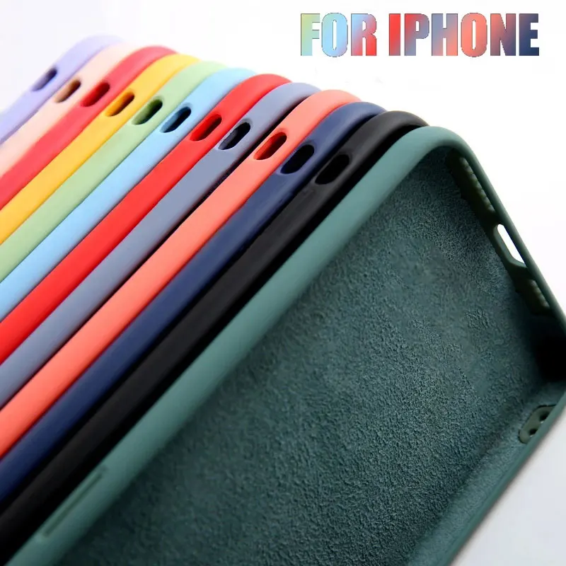 

Phone Case For iPhone 6 6S 11 12 7 13 8 SE 2020 X XS XR Plus Mini Pro Max Colors Liquid Silica gel Anti Fall Protection Cover