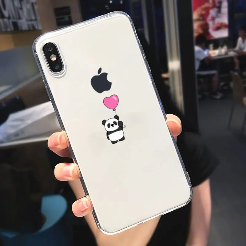

Panda Cat Dinosaur Phone Case Transparent soft For iphone 5 5s 5c se 6 6s 7 8 11 12 plus mini x xs xr pro max