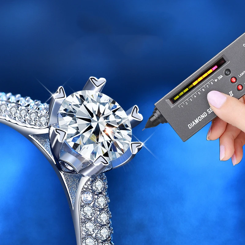 

1ct 2ct Round Cut EF VVS1 Moissanite 925 Silver Ring Diamond Test Passed Fashion Claw Setting Women Christmas Gift