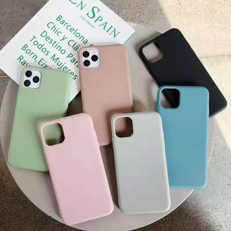 Яркий матовый телефон случае для Apple iPhone 7 Plus 6 6s 8 X XR XS MAX 11 Pro простой сплошной цвет