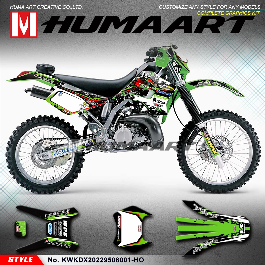 HUMAART MX виниловые наклейки Стикеры комплект для KDX 200 220 1995 1996 1997 1998 1999 2000 2001 2002 2003 2004