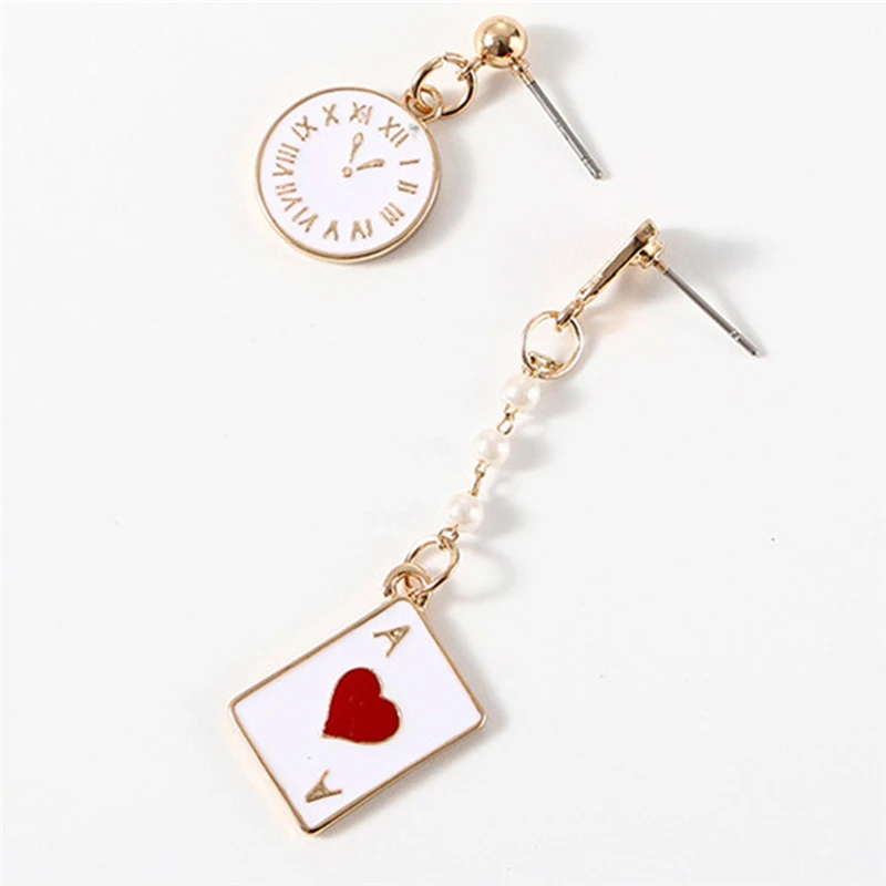 Золотые красные персиковые часы Alice Dream висячие серьги с карточкой для покера