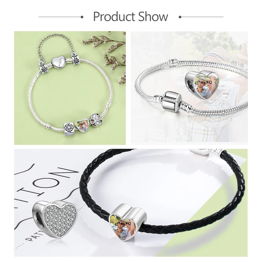 

Authentic 925 Sterling Silver Beads Charms Custom Photo Fit Bracelet Beads Charms for Jewelry Making Fine Jewelry (Lam Hub Fong)