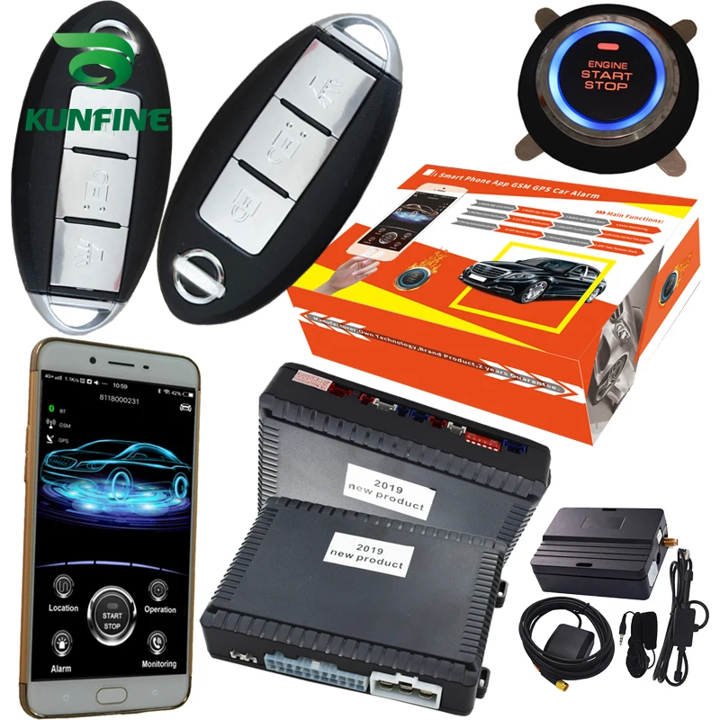 Система автомобильной сигнализации GPS кнопка запуска пассивного бесключевого