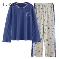 caiyier winter pajamas for women cotton cartoon print sleepwear long sleeve top pants leisure nightwear korean lounge wear 2xl