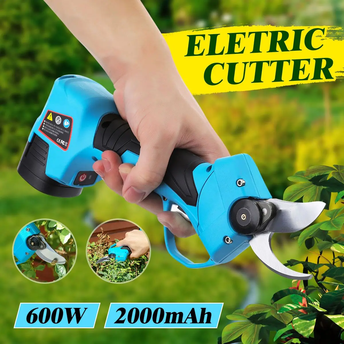 

600W Electric Pruning Scissors Cordless Pruning Shears Garden Pruner Secateur Branch Cutter Cutting Tool 2 Rechargeable Battery