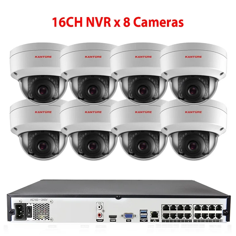 16CH NVR x 8 Camera KANTURE H.265+ CCTV 16CH 5MP POE NVR система аудио 3MP IP66 Антивандальная камера безопасности для помещений и улицы комплект видеонаблюдения - Цвет: 16CH NVR x 8 Camera
