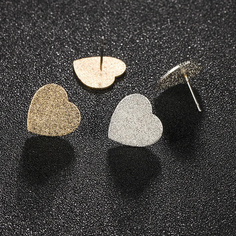 2020 новые серьги-гвоздики в форме сердца с блестками золотые серебряные