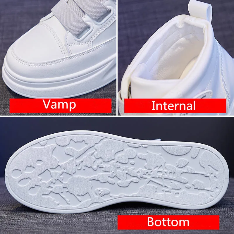 

Spring Ladies High Top White Shoes Lightweight Velcro Trifle Bottom Sneakers Comfortable and Wearable Zapatos Casuales De Mujer