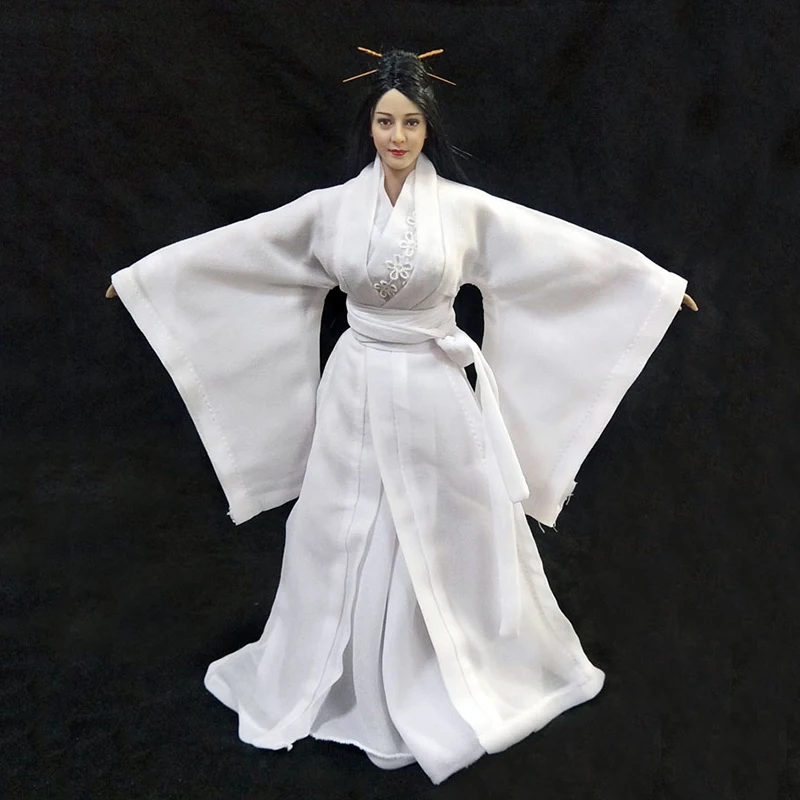 

1/6 женский солдат старинные костюмы белые цветы Женская длинная юбка подходит для тела с покрытием TBL