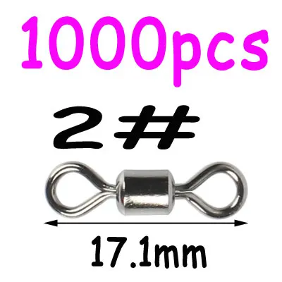 1000pcs size2 1000 шт 8 Форма медный Вращающийся шарнир для рыбалки поворотный оснастки двойное твердое кольцо рыболовные снасти для троллинга Джиги Крючки - Цвет: 1000pcs size2