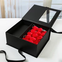 blackpinkgrey gift package display box with clear pvc window wedding flower boxes decor valentines day gift packaging boxes