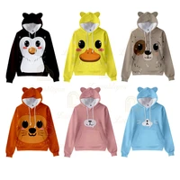 3d print cute duck dog penguin hoodie female sweatshirts childrens cat ears hooded boys girls spring fall kawaii hoody
