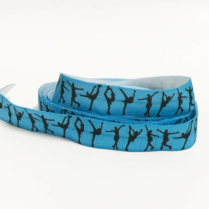 

50yards 5/8" 16mm Skating Sport Printed Fold Over Elastic Ribbon Webbing DIY Hair Bows Accessories