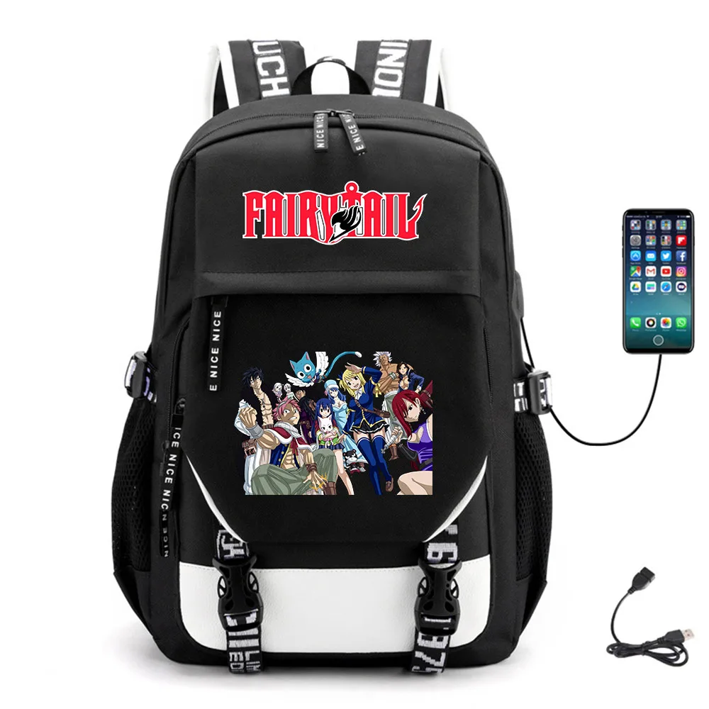 

Anime Fairy Tail USB Fabric Schoolbag Packsack Canvas Unisex Teenger Casual Backpack Student High Quality Laptop Bag