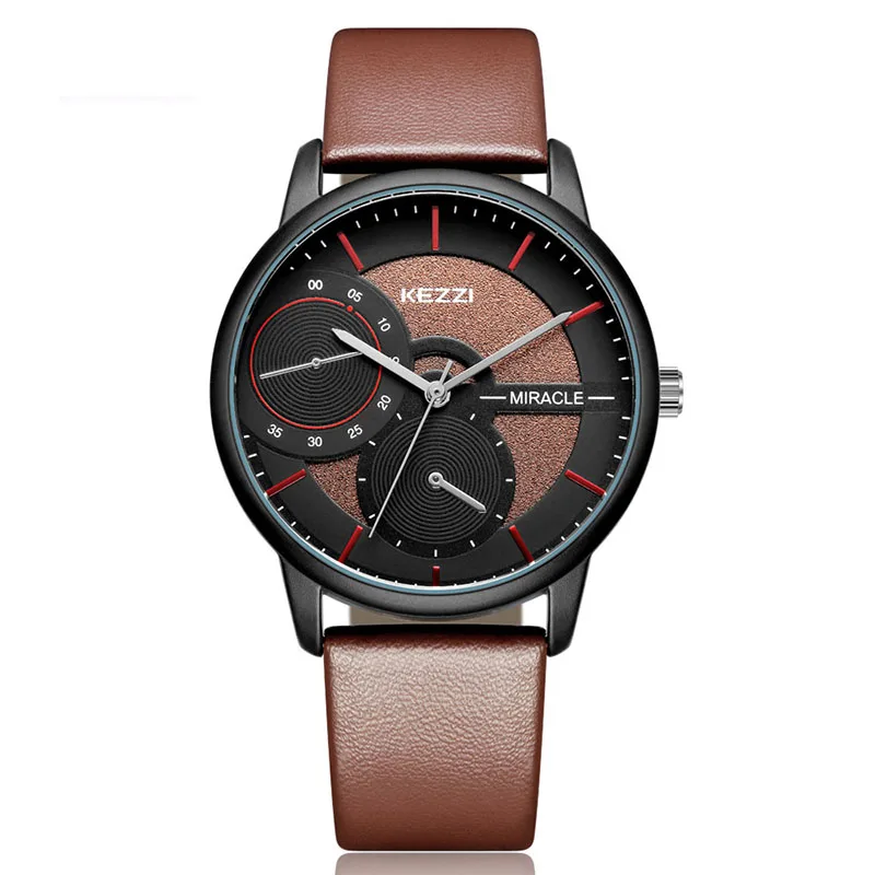 KEZZI мужские креативные часы модные кварцевые с двойным дисплеем