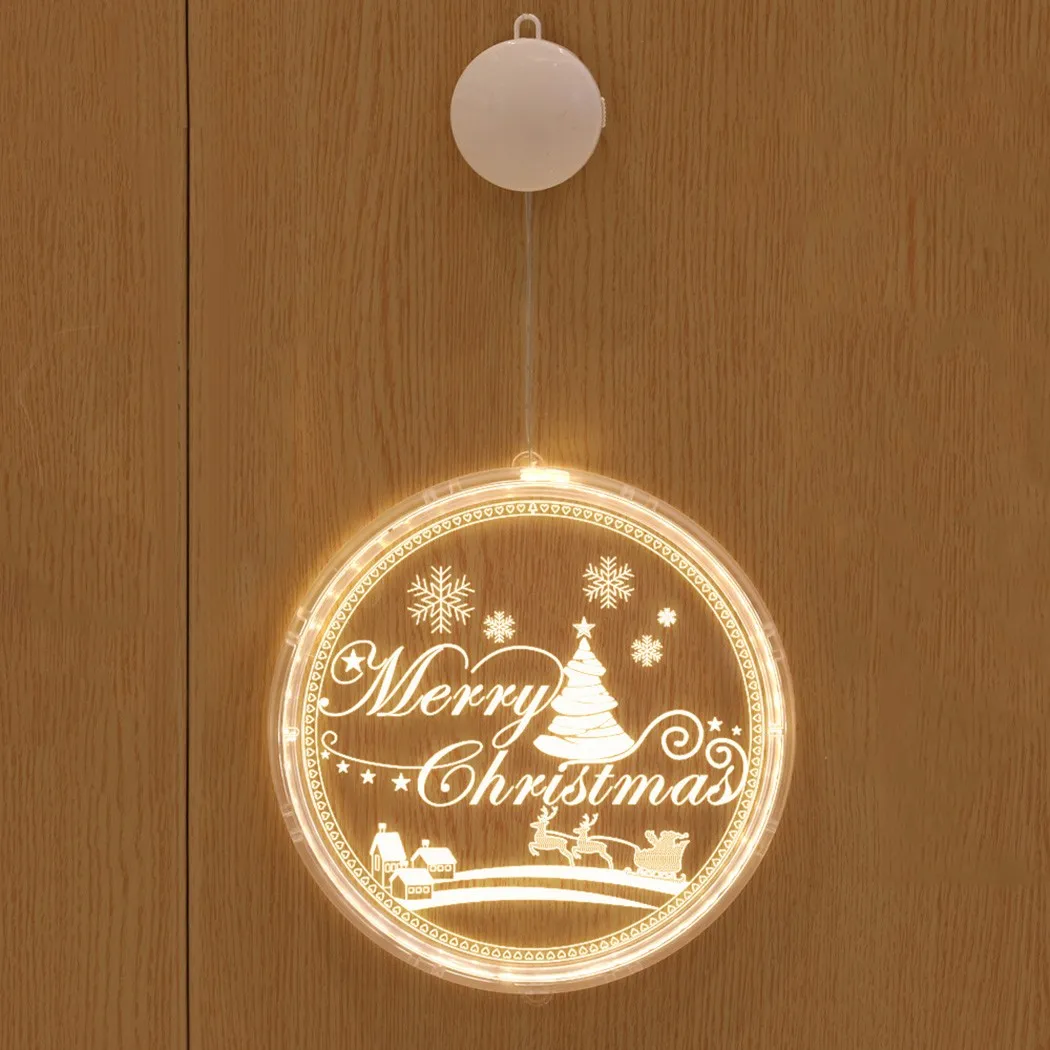 

Christmas Pattern Fairy Light LED Festive Hanging Decoration Ornament Party Room 3D Disc Hanging Lights Bells Snowflake Pendant
