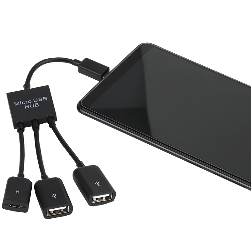 3 порта Micro USB Power OTG удлинитель Кабель концентратора черный кабель для планшета