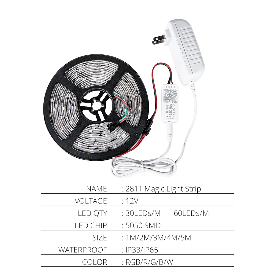 Светодиодная RGB лента WS2811 5050 SMD 12 В смарт приложение Bluetooth контроллер 60