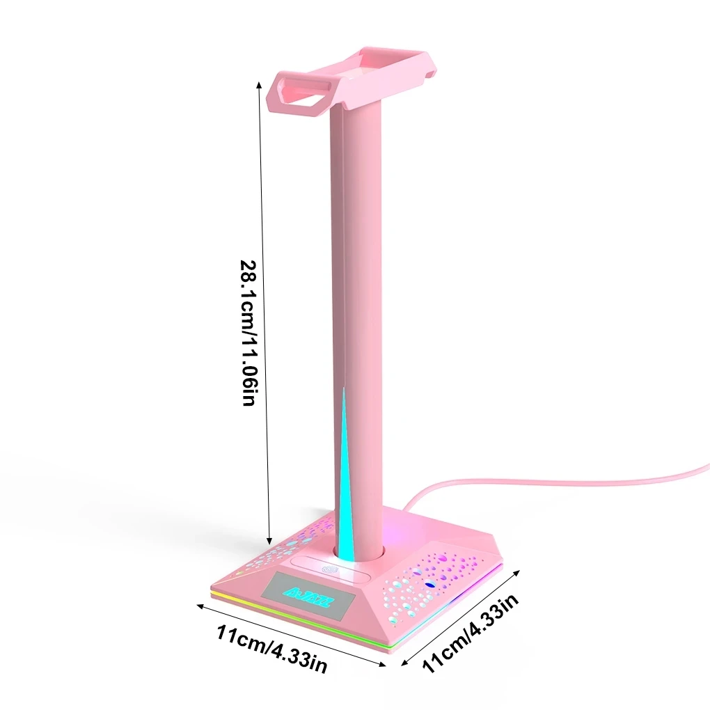 Подставка для гарнитуры RGB с USB-концентратором Светодиодная черная подставка