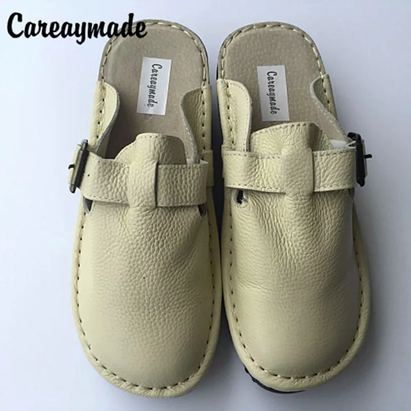 Careaymade-Новые Шлепанцы из натуральной кожи белые туфли ручной работы обувь в стиле