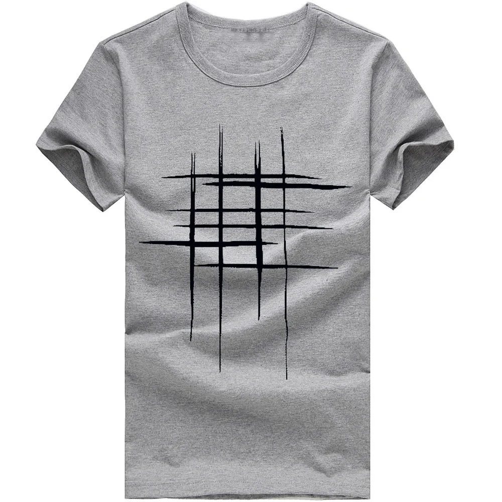 Мужские линии письма хлопчатобумажная футболка с рисунком плюс размеры простой