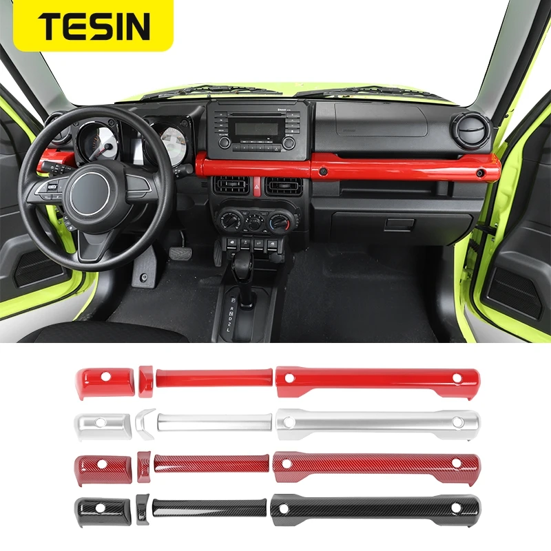 

Аксессуары TESIN для салона Suzuki Jimny, декоративная крышка для центральной консоли автомобиля, ручка захвата, наклейки для Suzuki Jimny 2019 +