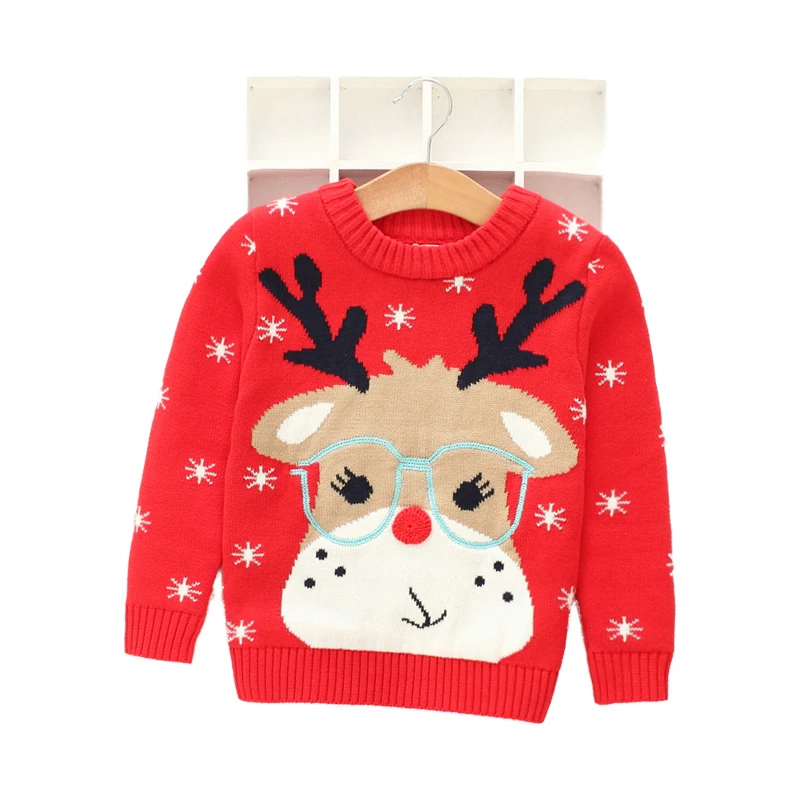 Новый детский свитер для мальчиков и девочек хлопковый Детский с оленем вязаная