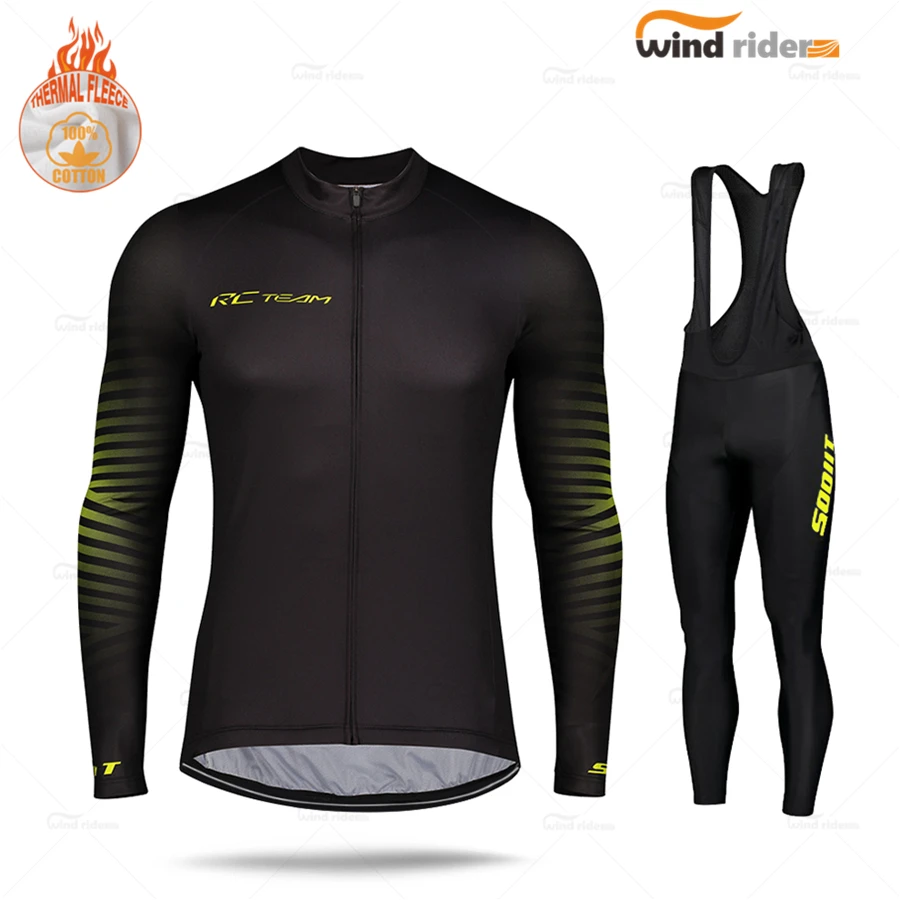 

Long Sleeve Scottful Men Cycling Jersey set Team Winter Road Bike Uniform Thermal Fleece MTB Sports Suit