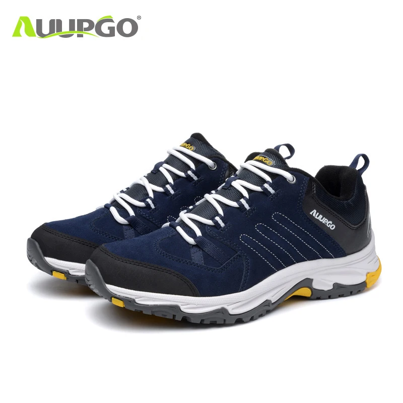 

Auupgo Genuine Leather Hiking Boots Breathable Hiking Shoes Mountain Boots Men Women Walking Trekking Shoes Sports Sneakers