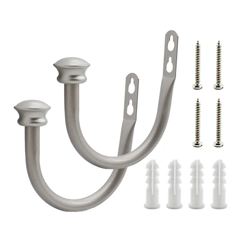 

2PCS Curtain Holdback U Shaped Hooks,Wall Mounted Drapery Tieback,Heavy Duty Metal Decorative Window Drapery Holder Curtain Hook