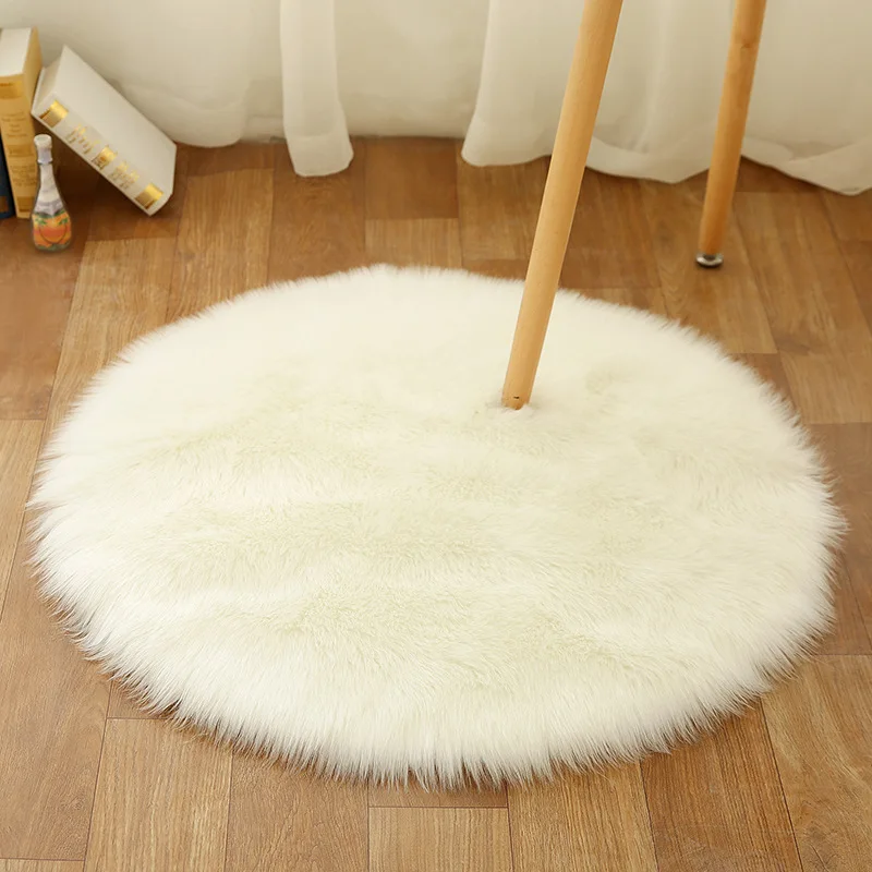 

Plush Round Carpet Household Items Living Room Bedroom Sofa Imitation Wool Carpet Children's Room Floor Mats Can Be Customized