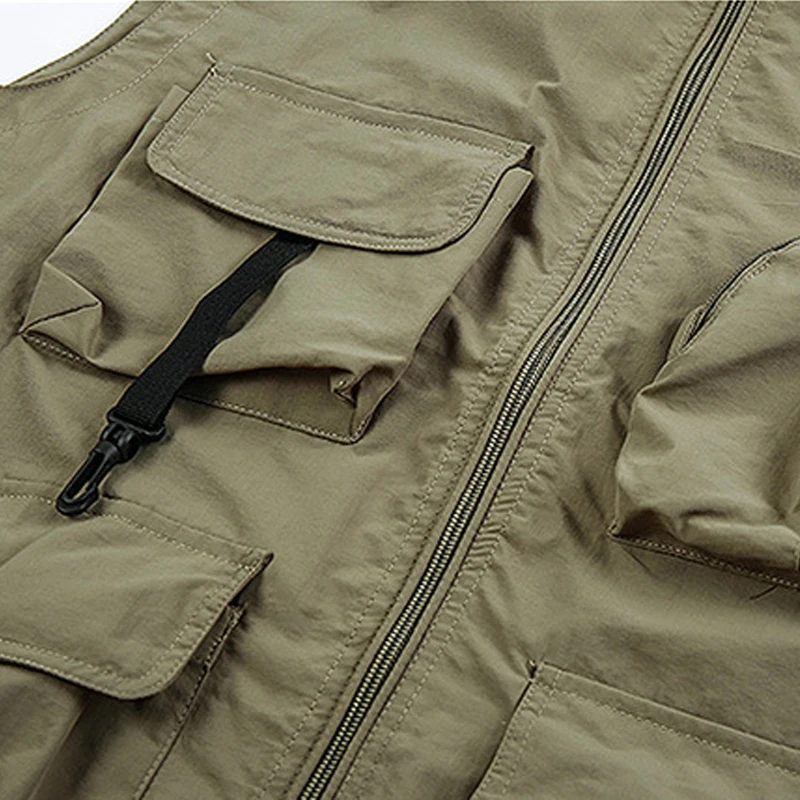 

Men's Fishing Vest Photography Hunting Travel Fashion Casual Multiple Pockets Tactics Vest Outdoor Jacket Male Khaki HX567
