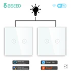 Сенсорные выключатели BSEED с Wi-Fi, 2 шт., 2 клавиши, 1234 канала, светодиодный выключатель света, умные настенные выключатели, стекло, управление через приложение Google Alexa