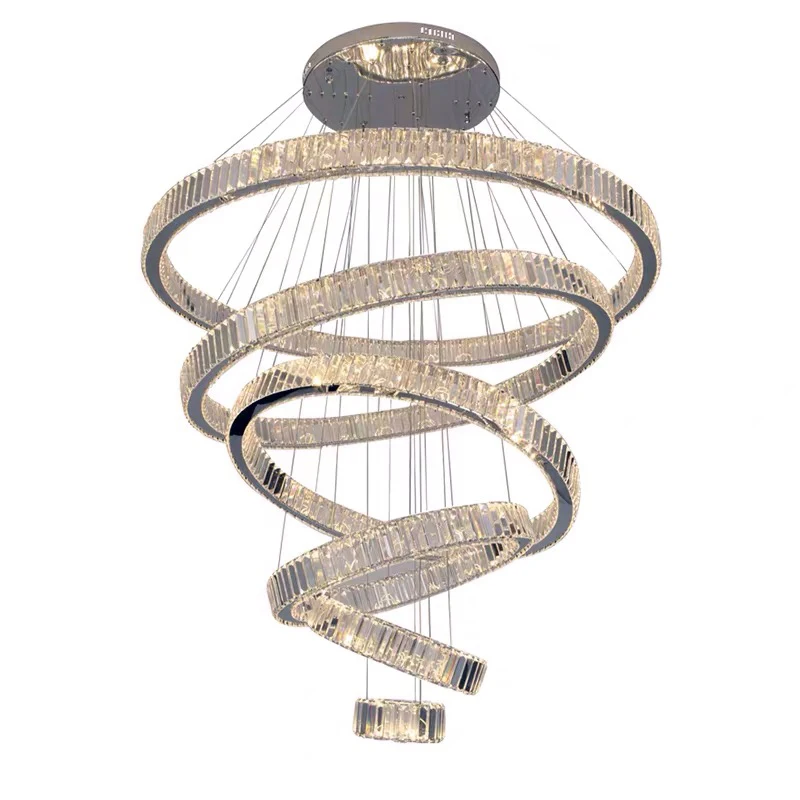 

Modern led crystal chandelier living room villa luxury staircase cristal lamp large home decor light fixture with gold/silver