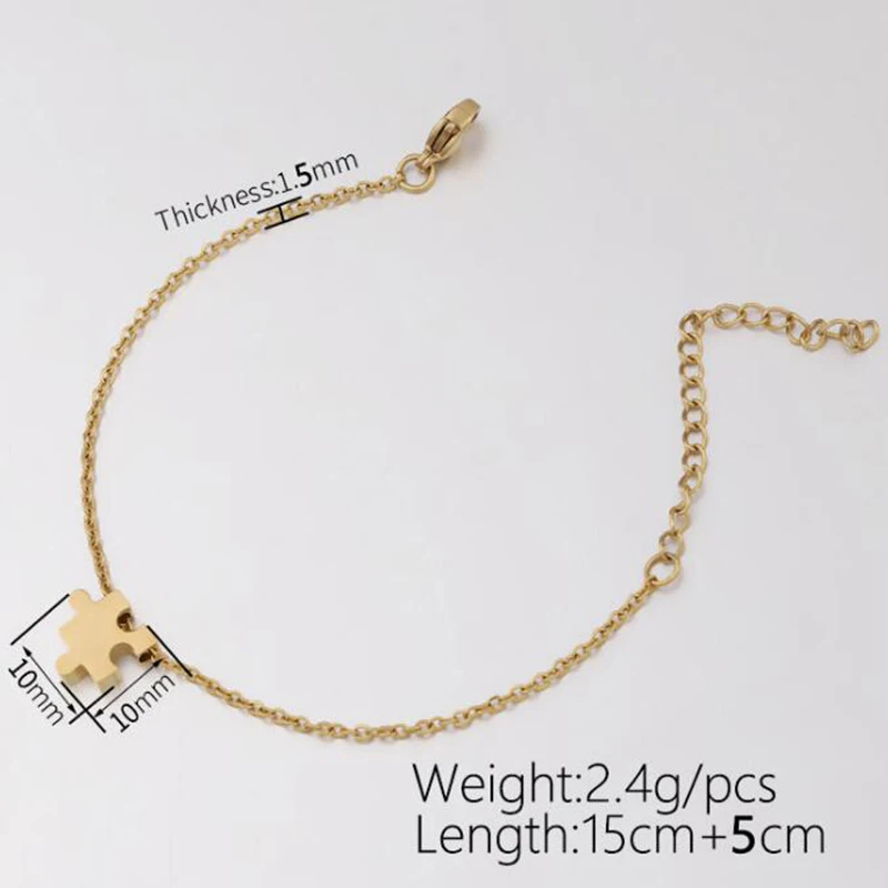

Puzzle 20cm Bracelets Stainless Steel Mirror Polished Bracelets Wholesale Bracelet DIY Simple Fashion Anklets 10pcs/lot