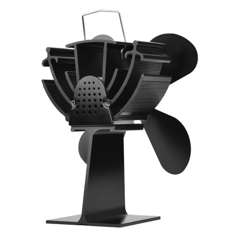 

Built-in Temperature Fireplace Fan Heat Powered Stove Fan for Log Wood Burner Wood Stove Fan 4 Blade ,Black