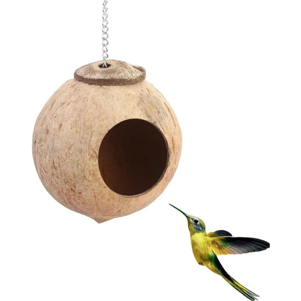 

Natural Coconut Shell Bird Cages Parrot House Nesting House Cage With Hanging Lanyard For Small Pet Parakeets Finches Sparrows