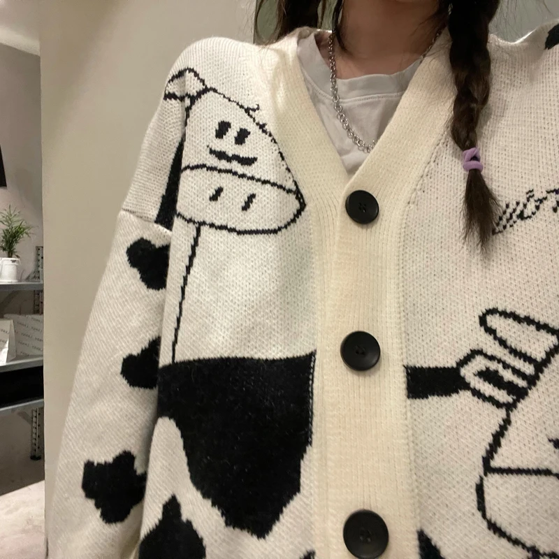 

Женский однобортный трикотажный свитер с V-образным вырезом и длинным рукавом