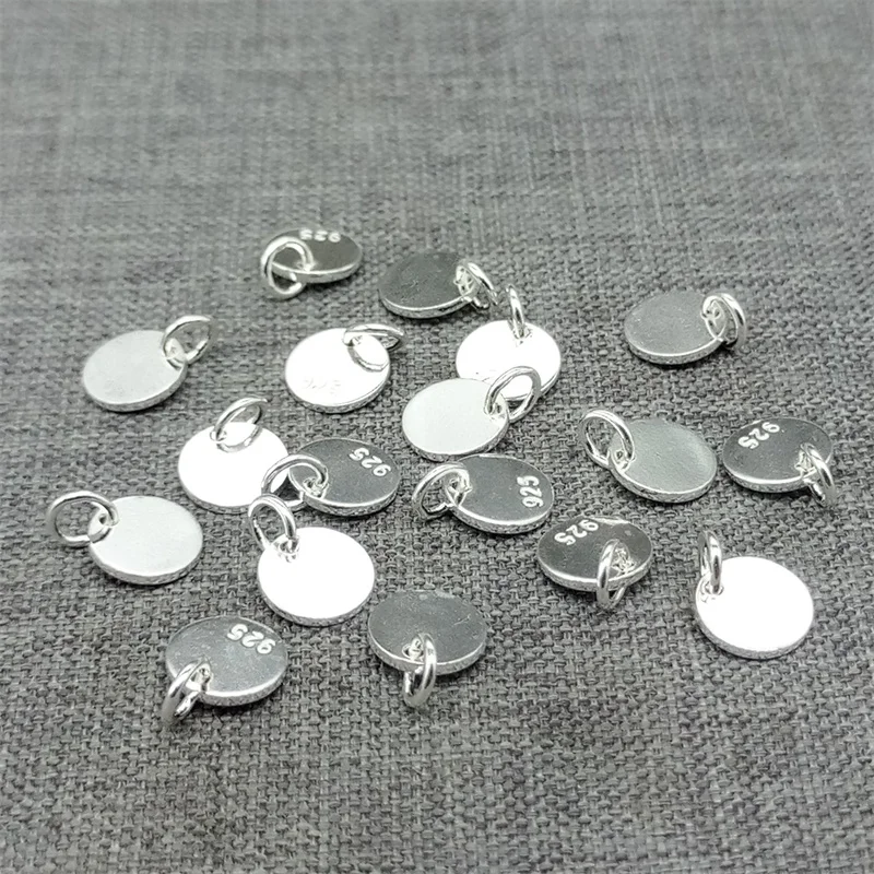 Маленькие круглые шармы из стерлингового серебра 925 пробы с кольцом для