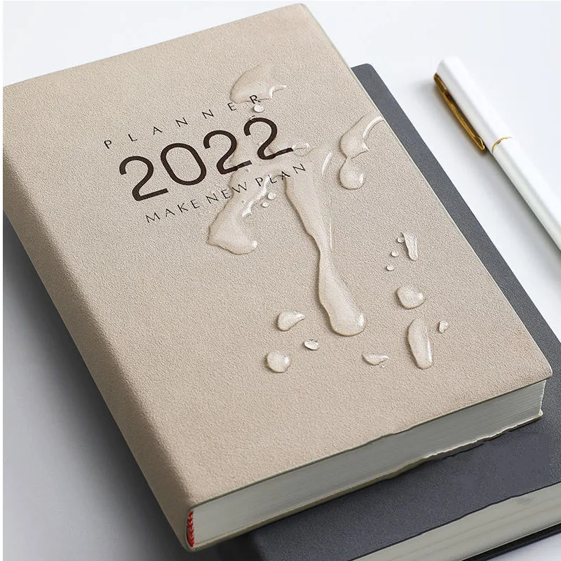 

2022 New A5 Notebook Office 365 School Supplies Time Planner Schedule Agenda Notepad Business Soft Leather Meeting Sketchbook